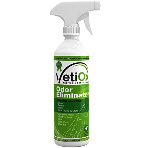 VetiOx Pet Odor Eliminator, Veterinarian Strength Dog and Cat Deodorizer, 16 oz Trigger Spray Bottle