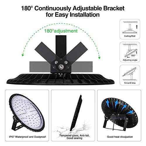 300W UFO LED High Bay Light lamp Factory Warehouse Industrial Lighting 39000 Lumen 6000-6500K IP67 LED Commercial Lights- Warehouse LED Lights- Bay LED Shop Lights for Garage Factory Workshop Gym