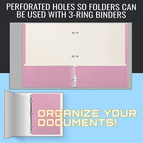 Two Pocket Portfolio Folders, 50-Pack, Pink, Letter Size Paper Folders, by Better Office Products, 50 Pieces, Pink