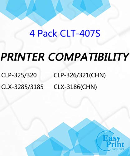 EASYPRINT (1xSET, BCMY) Compatible 407S Toner Cartridge Replacement for CLT-407S Used for Samsung CLP-325 CLP-320 CLX-3285 CLX-3185 Printers