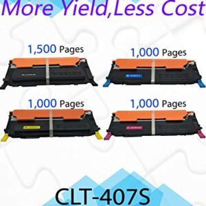 EASYPRINT (1xSET, BCMY) Compatible 407S Toner Cartridge Replacement for CLT-407S Used for Samsung CLP-325 CLP-320 CLX-3285 CLX-3185 Printers