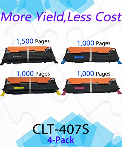 EASYPRINT (1xSET, BCMY) Compatible 407S Toner Cartridge Replacement for CLT-407S Used for Samsung CLP-325 CLP-320 CLX-3285 CLX-3185 Printers