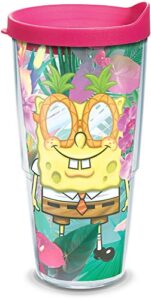 tervis made in usa double walled nickelodeon - spongebob squarepants insulated tumbler cup keeps drinks cold & hot, 24oz, tropical