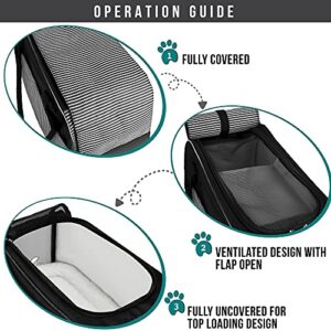 PetAmi Airline Approved Dog Purse Carrier | Soft-Sided Pet Carrier for Small Dog, Cat, Puppy, Kitten | Portable Stylish Pet Travel Handbag | Ventilated Breathable Mesh, Sherpa Bed (Stripe Black)