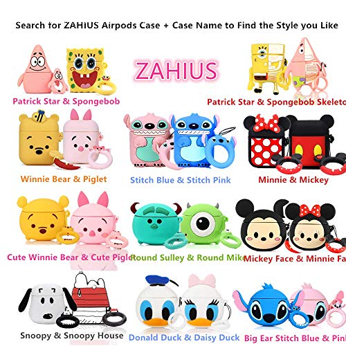 TEMTOOE Silicone Case Compatible for Apple Airpods 1&2 Lightweight Cover[Cartoon Pattern][Designed for Kids Girl and Boys](Cute Winnie/Cute Piglet)