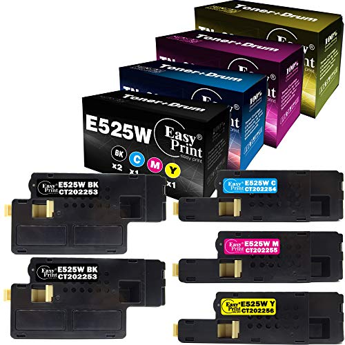 (2X BK+C+M+Y) 5-Pack Compatible Toner Cartridge Replacement for Dell E525W E525 for Dell E525W Wireless Color Laser Printer for 593-BBJX 593-BBJU 593-BBJV 593-BBJW, Sold by EasyPrint