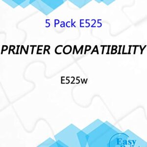 (2X BK+C+M+Y) 5-Pack Compatible Toner Cartridge Replacement for Dell E525W E525 for Dell E525W Wireless Color Laser Printer for 593-BBJX 593-BBJU 593-BBJV 593-BBJW, Sold by EasyPrint