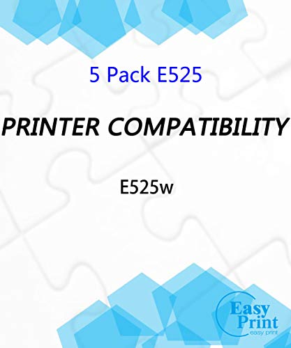 (2X BK+C+M+Y) 5-Pack Compatible Toner Cartridge Replacement for Dell E525W E525 for Dell E525W Wireless Color Laser Printer for 593-BBJX 593-BBJU 593-BBJV 593-BBJW, Sold by EasyPrint