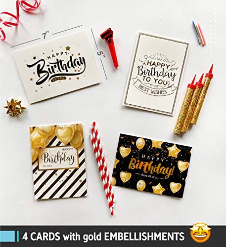 Happy Birthday Cards Assortment - Bday Cards in Bulk - 5x7 Assorted Variety Box Set 40 Pack Unique Designs with Envelopes - Birthday Card for Men Women Kids - for Office - Greeting Message Inside