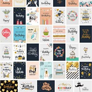 Happy Birthday Cards Assortment - Bday Cards in Bulk - 5x7 Assorted Variety Box Set 40 Pack Unique Designs with Envelopes - Birthday Card for Men Women Kids - for Office - Greeting Message Inside