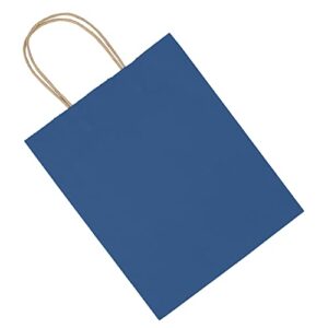 bagmad 50 Pack 8x4.75x10 inch Medium Blue Kraft Paper Bags with Handles Bulk, Gift Bags, Craft Grocery Shopping Retail Party Favors Wedding Bags Sacks (Blue, 50pcs)