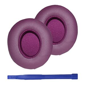 solo2 earpads replacement ear pads protein pu leather ear cushion compatible with beats by dr. dre solo 2.0 solo3 wireless on-ear headphones (dark purple)