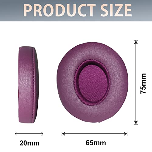 Solo2 Earpads Replacement Ear Pads Protein PU Leather Ear Cushion Compatible with Beats by Dr. Dre Solo 2.0 Solo3 Wireless On-Ear Headphones (Dark Purple)