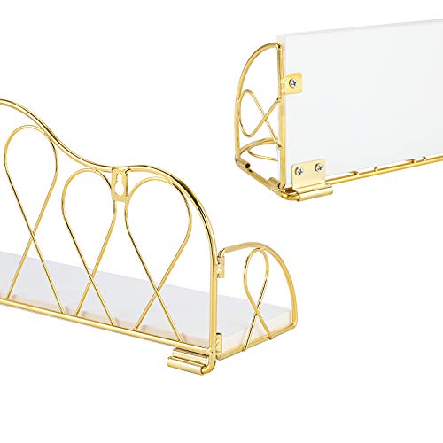 Superbpag Floating Shelves Wall Mounted Set of 2, Bathroom Decor, Wall Shelf for Bedroom, Living Room, Kitchen, Laundry Room Storage, Gold