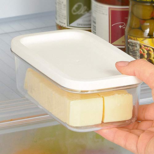 Butter Dish with Lid and Cutter, Plastic Butter Keeper Container Case for Countertop or Fridge