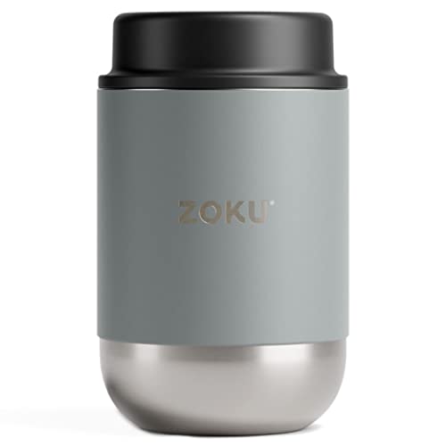 ZOKU - Insulated Food Canister, Wide Mouth Food Jar, Lightweight, Stainless Steel, Leakproof Thermos, Easy to Clean, BPA Free, For Adults and Kids (Silver) (16oz)