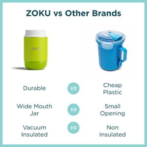 ZOKU - Insulated Food Canister, Wide Mouth Food Jar, Lightweight, Stainless Steel, Leakproof Thermos, Easy to Clean, BPA Free, For Adults and Kids (Silver) (16oz)