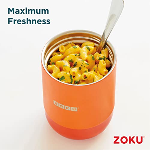 ZOKU - Insulated Food Canister, Wide Mouth Food Jar, Lightweight, Stainless Steel, Leakproof Thermos, Easy to Clean, BPA Free, For Adults and Kids (Silver) (16oz)