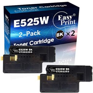 easyprint 2-pack of black compatible toner cartridges replacement for dell e525w e525 used for dell e525w wireless color laser printer for 593-bbjx 593-bbju 593-bbjv 593-bbjw