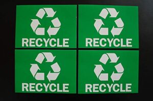(4 pack) recycle stickers trash bin sticker label - 5" x 3.5" - waterproof garbage waste from recycling - great for metal aluminum steel or plastic trash cans - indoor & outdoor (x4ps8)
