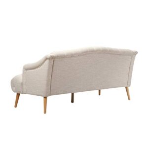 Great Deal Furniture Erin Contemporary Tufted Fabric 3 Seater Sofa, Beige and Natural