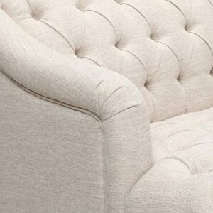 Great Deal Furniture Erin Contemporary Tufted Fabric 3 Seater Sofa, Beige and Natural