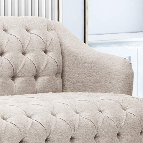 Great Deal Furniture Erin Contemporary Tufted Fabric 3 Seater Sofa, Beige and Natural