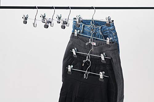 Better to U 13 Inch Stackable Metal Pants Hanger 20 Pack, Space-Saving Hanger with Non-Slip Adjustable Big Clips, Skirt Trousers Hanger Add-on Hook for Jeans Slacks Boutique