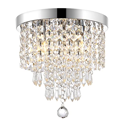 Sunli House Modern Crystal Chandelier Ball Fixture Pendant Ceiling Lamp H11.7 X W9.8, 3 Light,Mini Modern Chandelier Lighting Fixture for Bedroom, Hallway, Bathroom, Kitchen, Bar