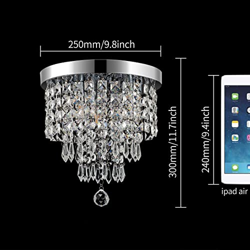 Sunli House Modern Crystal Chandelier Ball Fixture Pendant Ceiling Lamp H11.7 X W9.8, 3 Light,Mini Modern Chandelier Lighting Fixture for Bedroom, Hallway, Bathroom, Kitchen, Bar