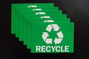 (6 pack) recycle stickers trash bin sticker label - 5" x 3.5" - waterproof garbage waste from recycling - great for metal aluminum steel or plastic trash cans - indoor & outdoor (x6ps8)