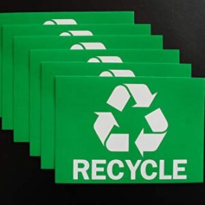 (6 Pack) Recycle Stickers Trash Bin Sticker Label - 5" X 3.5" - Waterproof Garbage Waste from Recycling - Great for Metal Aluminum Steel or Plastic Trash Cans - Indoor & Outdoor (X6PS8)