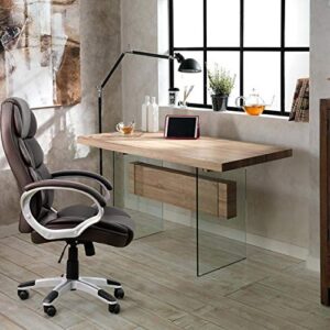 Homall Office Chair High Back Computer Chair Ergonomic Desk Chair, PU Leather Adjustable Height Modern Executive Swivel Task Chair with Padded Armrests and Lumbar Support (Brown)