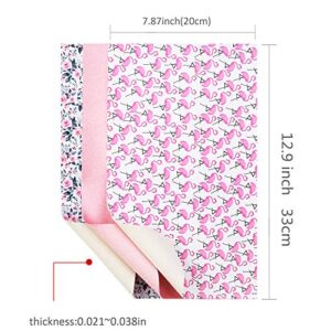 David accessories Flamingo Floral Printed Faux Leather Fabric Sheets Vivid Pearl Light Solid Color 6 Pcs 7.7" x 12.9" (20 cm x 33 cm) for DIY Bows Earrings Making (Animal and Floral)