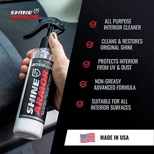 SHINE ARMOR Car Interior Cleaner for Vehicle Detailing & Restoration All Purpose Solvent & Car Dashboard Cleaner for Seats Upholstery Leather Shine Plastic Vinyl and More | Matte Finish 8 Fl Oz