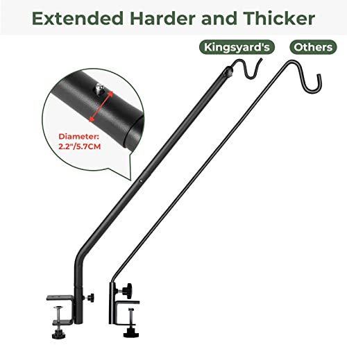 Kingsyard Heavy Duty Deck Hook, 39 Inch, Adjustable Metal Deck Railling Hooks for Hanging Bird Feeders, Planters, Suet Baskets, Lanterns, Wind Chimes, Black