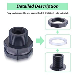 2 Pieces PVC Bulkhead Fitting for Rain Barrels, Aquariums, Water Tanks (3/4 Inch)