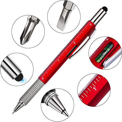 Zhanmai 16 Pieces Gift Pen Tool Pen 6 in 1 Multitool Tech Tool Pen with Ruler, Levelgauge, Ballpoint Pen and Pen Refills, Unique Gifts for Men (Multi-color)