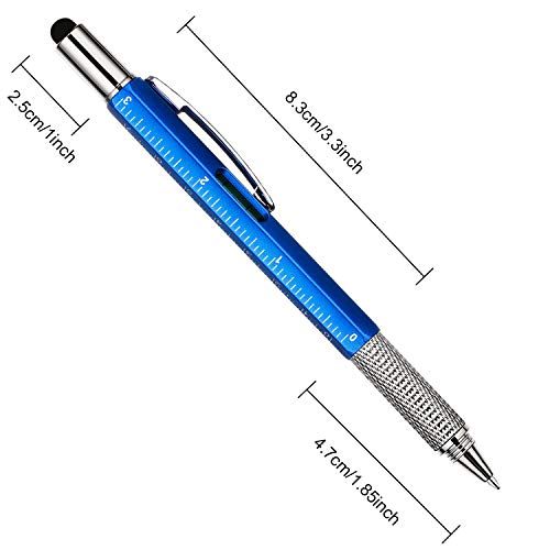 Zhanmai 16 Pieces Gift Pen Tool Pen 6 in 1 Multitool Tech Tool Pen with Ruler, Levelgauge, Ballpoint Pen and Pen Refills, Unique Gifts for Men (Multi-color)