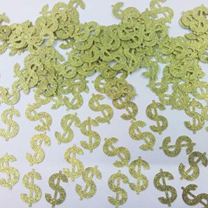 morndew 100 pcs glitter gold dollar sign confetti for casino party wedding party birthday party decorations