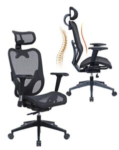 mesh3 hyper gtr ergonomic office chair premium mesh seat with back support gaming chair fully adjustable headrest, backrest and 4d armrests for great posture bifma black color hy-105bk