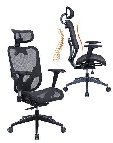 Mesh3 Hyper GTR Ergonomic Office Chair Premium Mesh Seat with Back Support Gaming Chair Fully Adjustable Headrest, Backrest and 4D Armrests for Great Posture BIFMA Black Color HY-105BK