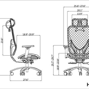 Mesh3 Hyper GTR Ergonomic Office Chair Premium Mesh Seat with Back Support Gaming Chair Fully Adjustable Headrest, Backrest and 4D Armrests for Great Posture BIFMA Black Color HY-105BK