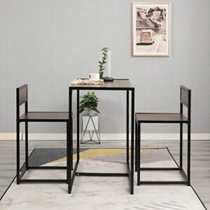 DlandHome Dining Table Set, 3 Piece Dining Room Table and Chairs, Nesting Style Kitchen Coffee Table Set for 2, Versatile/Tall/Modern Table Set, LD-CT01WNT