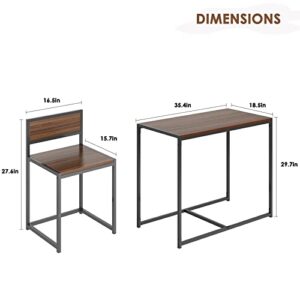 DlandHome Dining Table Set, 3 Piece Dining Room Table and Chairs, Nesting Style Kitchen Coffee Table Set for 2, Versatile/Tall/Modern Table Set, LD-CT01WNT