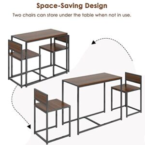 DlandHome Dining Table Set, 3 Piece Dining Room Table and Chairs, Nesting Style Kitchen Coffee Table Set for 2, Versatile/Tall/Modern Table Set, LD-CT01WNT