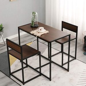 DlandHome Dining Table Set, 3 Piece Dining Room Table and Chairs, Nesting Style Kitchen Coffee Table Set for 2, Versatile/Tall/Modern Table Set, LD-CT01WNT