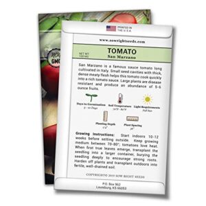 Sow Right Seeds - San Marzano Tomato Seed for Planting - Non-GMO Heirloom Packet with Instructions to Plant a Home Vegetable Garden - Great Gardening Gift (1)