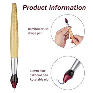 Outus Bamboo Brush Shape Ballpoint Pen Novelty Retractable Paintbrush Ink Pens for Art Activities and School Stationery, Christmas Halloween Near Year Present (10 Pieces)