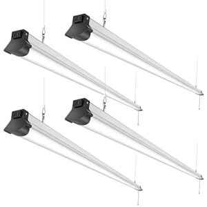 faithsail linkable 8ft led shop light, 110w, 12000 lumen, 5000k, 8 foot led fixture for garage, warehouse, workshop, plug in with power cord, pull chain, daylight lighting, 4 pack